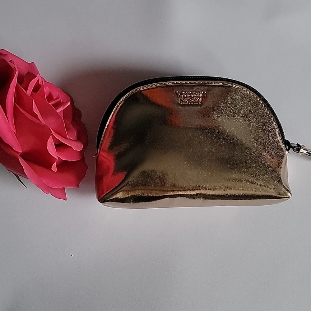 Victoria's Secret! Metallic Gold Cosmetic Case New Makeup Bag